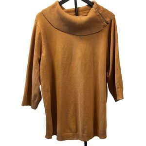 ByDesign 2X Cowl Neck Tunic Sweater in Yellow | 3/4 Sleeve Fall Top